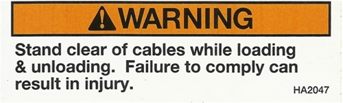 Stand Clear of Cables Warning Decal