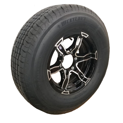 ST225/75R15 TIRE AND BLACK LIGER ALUMINUM RIM